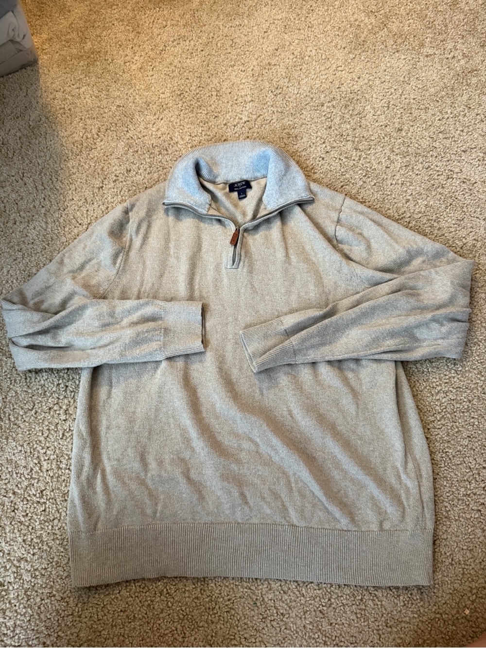 J. Crew Men's Light Gray Half-Zip Sweater